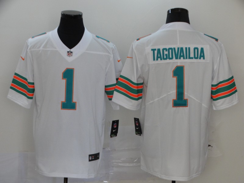 Men Miami Dolphins #1 Tagovailoa White Nike Vapor Untouchable Limited NFL Jerseys